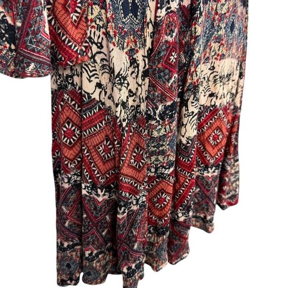 Holding Horses Anthropologie Bell Flare Sleeve Dress Mini Fit Flare Red Print M - Picture 2 of 16